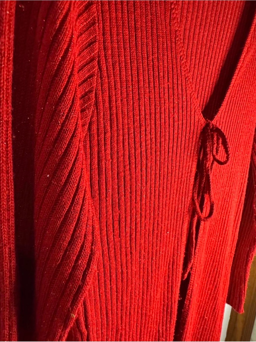 Girls' Red Ribbed Tie-Front Sweater Top - Picture 4 of 8